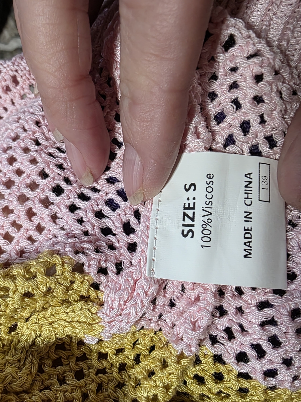 Retro Striped Crochet Knit Sweater Vest Size Small Pink Green Brown - Picture 3 of 3